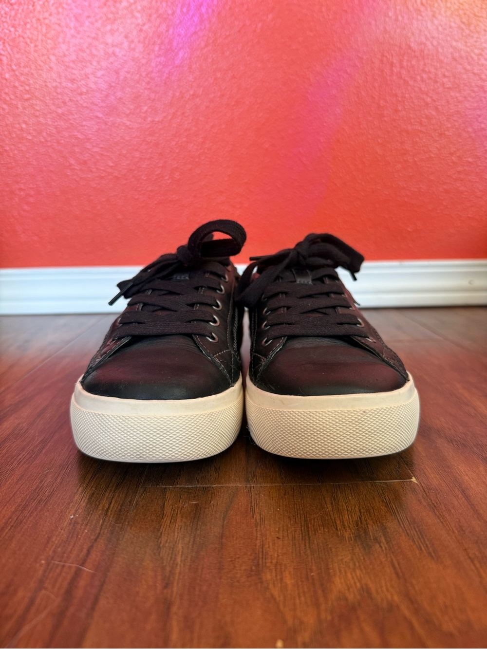 Taos Footwear Black Leather Low-Top Sneakers with Cream Soles - Picture 2 of 10